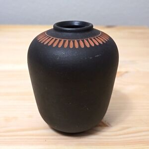 Wormser Terra Sigillata Pottery Carved Design Vase 4"X3", Opening 1.25"